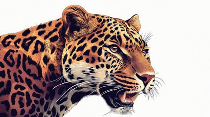 Obraz premium A fierce leopard vector art illustration, with intricate patterns and sharp details, set against a clean white backdrop for a striking effect