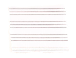 blank striped torn staff paper or manuscript paper isolated on a transparent background