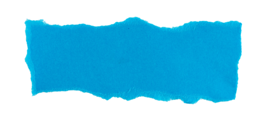 Blue Torn paper in a rectangle shape, ripped Blue paper sheet, realistic paper scrap with torn edges, isolated on a transparent background, grunge textured graphic element