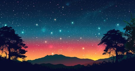 a colorful night sky fully of star