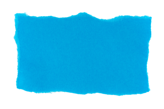 Blue Torn paper in a rectangle shape, ripped Blue paper sheet, realistic paper scrap with torn edges, isolated on a transparent background, grunge textured graphic element