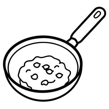 recommend clip art: frying pan with scrambled egg outline coloring book page line art drawing