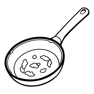 recommend clip art: frying pan with scrambled egg outline coloring book page line art drawing