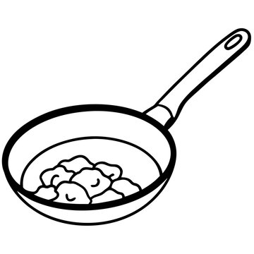 recommend clip art: frying pan with scrambled egg outline coloring book page line art drawing