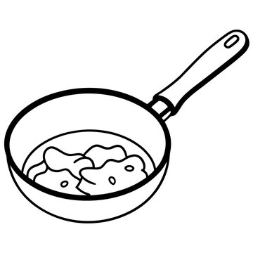 recommend clip art: frying pan with scrambled egg outline coloring book page line art drawing
