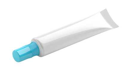 Fototapeta premium White Cosmetic Tube with Blue Cap on transparent background