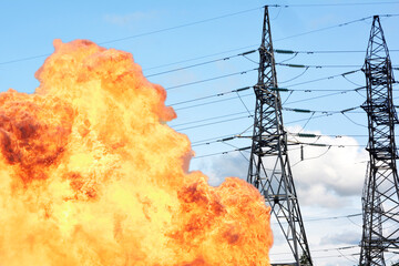 Attack on the power grid. Fire and explosion station power system.