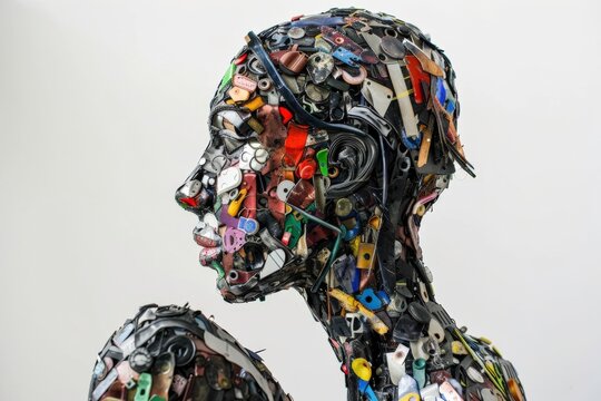 Vibrant artwork of a recycled creation at an inspiring art competition