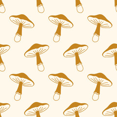 Amanita Mushrooms Autumn Fungi Seamless Pattern