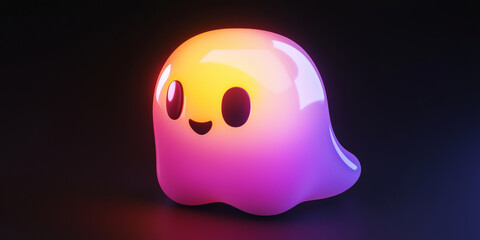 A cute ghost emoji with a gradient color, generative AI
