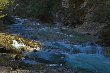 Footbridge in Tiefenbachklamm, Austria, Europe
