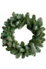 Evergreen wreath on transparent, festive holiday decor