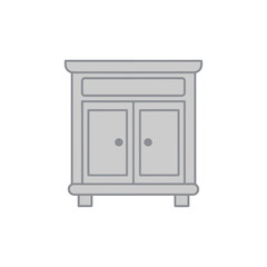 Furniture icon, logo, Colorful cabinet with doors. Simple vector illustration of a cabinet with two doors, perfect for design projects. 