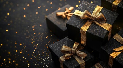 Festive Black Friday Sale Banner with Stacked Gift Boxes