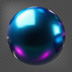 3d ball with holographic mirror effect. Gradient shape. Fluid color. Neon shape in gradient colors