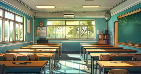 Can you give me a comic looking image of a classroom