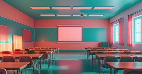 Can you give me a comic looking image of a classroom
