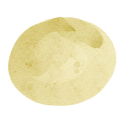 Watercolor shape, stain in natural yellow color. Hand drawn watercolor textured blob