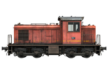 Train locomotive in full size on transparent background