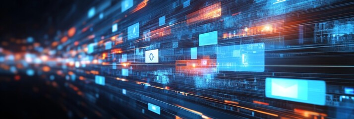 Obraz premium Digital Data Stream An Abstract Background of Channel Images, Web Streaming, and Video Technology