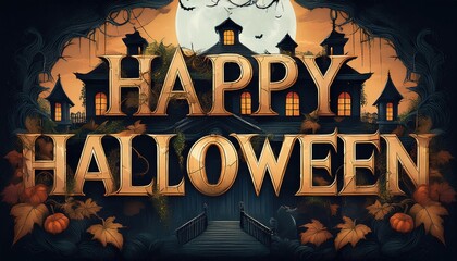 Fototapeta premium halloween party poster. halloween background with pumpkin and bats. halloween background with halloween. halloween party poster. halloween party invitation. scary halloween background