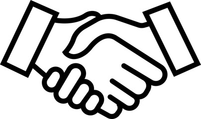 Business Handshake - Pixel Perfect Single Line Icon, vector of Partnership graphic design elements, Editable Stroke, Collaborate Agreement, isolated o transparent background, used for mobile app.