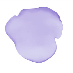 Purple watercolor round shape, stain, blob, circle. Hand drawn watercolor abstract element