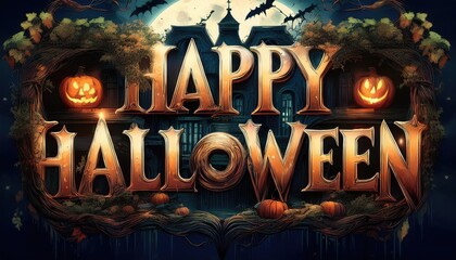 Fototapeta premium halloween party poster. halloween background with pumpkin and bats. halloween background with halloween. halloween party poster. halloween party invitation. scary halloween background. wallpaper