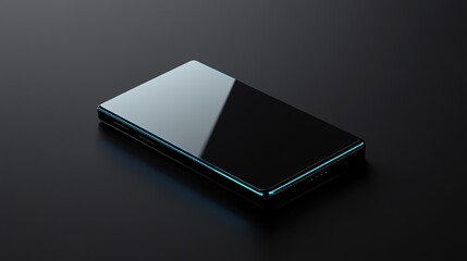 A black smartphone with a glowing blue edge, isolated on a black background.