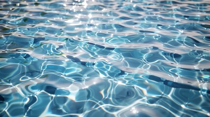 Beautiful Clear Blue Water in Swimming Pool, Sparkling Sunlight Reflection - Perfect Summer Vibes
