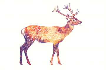 Realistic deer silhouette drawing isolated against a white background	