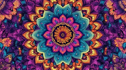 Colorful mandala pattern with intricate details.