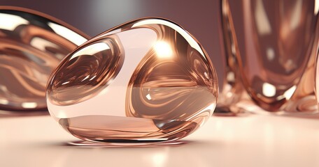 Obraz premium fluid organic shapes in the style on a beautiful gradient background, with glasslike surfaces showing reflections and refractions, and blurred edges giving a glossy finish