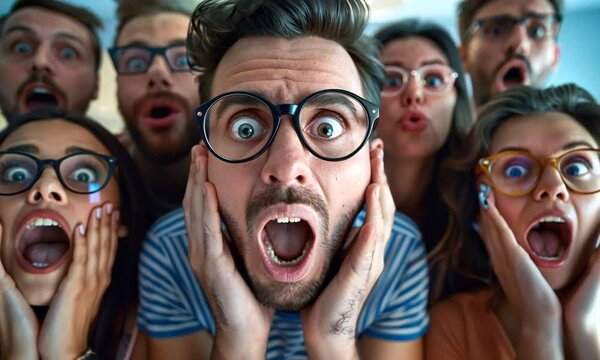 The Face of Astonishment: A crowd's collective shock and surprise captured in a moment of pure, unfiltered emotion. 