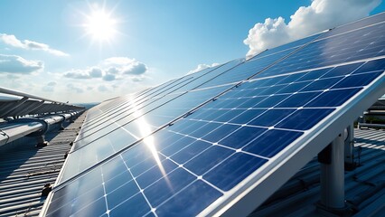 Solar panels installed on a rooftop exemplify efficient energy use, transforming sunlight into renewable power and promoting sustainability in urban environments.