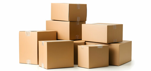 Obraz premium Cardboard Packaging Boxes on White Background