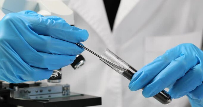 Soil sampling for chemical analysis in laboratory. Agrochemical analysis of soil and soil