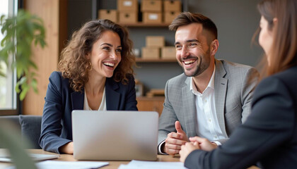 business colleagues having conversation at corporate meeting, business people having discussion, planning, sales financial strategy in company office.