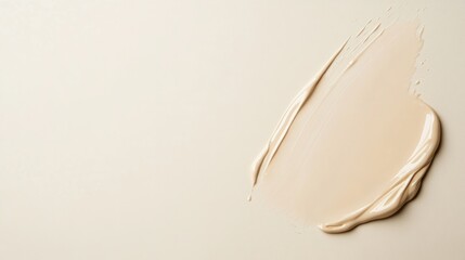 A smooth application of foundation on a light surface, showcasing texture and color for cosmetic use in beauty and skincare.