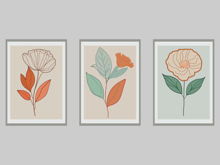 Abstract floral and botanical flower wall art template
