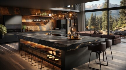 Cozy and Organized Kitchen Interior with Clean Lines and Modern Appliances