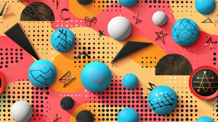 90s themed pattern with large shapes