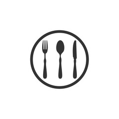 Fork, spoon and knife icon isolated on transparent background