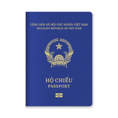 Vietnam Passport Cover with Gold Emblem and Text