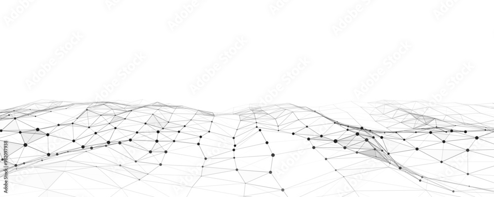 Poster dynamic wave with connected dots and lines on a white background. digital wave background concept. a