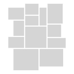 Empty photo collage template of 12 parts. Frames for photo. Collage concept. Vector Illustration.