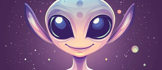 Fototapeta premium Smiling alien girl in a flat color style cartoon design
