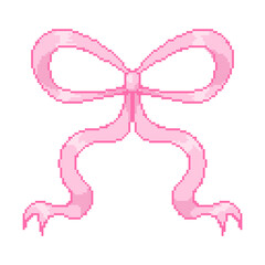 pink ribbon bow pixel