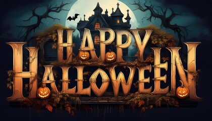 Fototapeta premium halloween party poster. halloween background with pumpkin and bats. halloween background with halloween. halloween party poster. halloween party invitation. scary halloween background. wallpaper