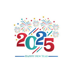 colorful 2025  numbers happy new year luxury gold wishes clipart sticker greetings background banner